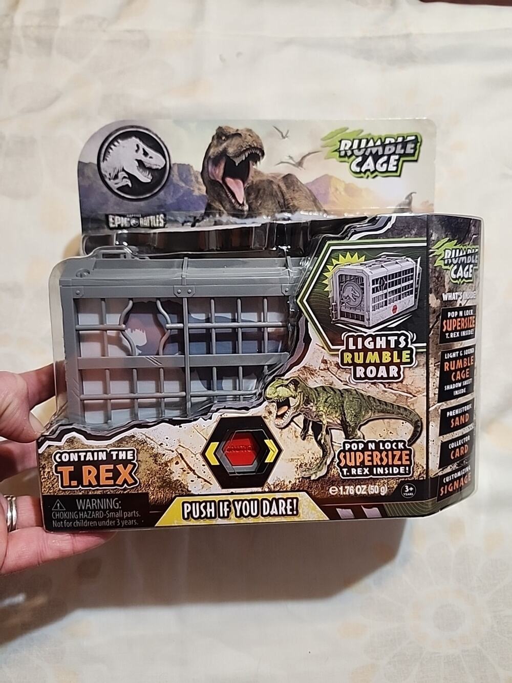 Captivz Epic Battles Dinosaur T-Rex Rumble Cage Lights Rumble Roar Sand Signage
